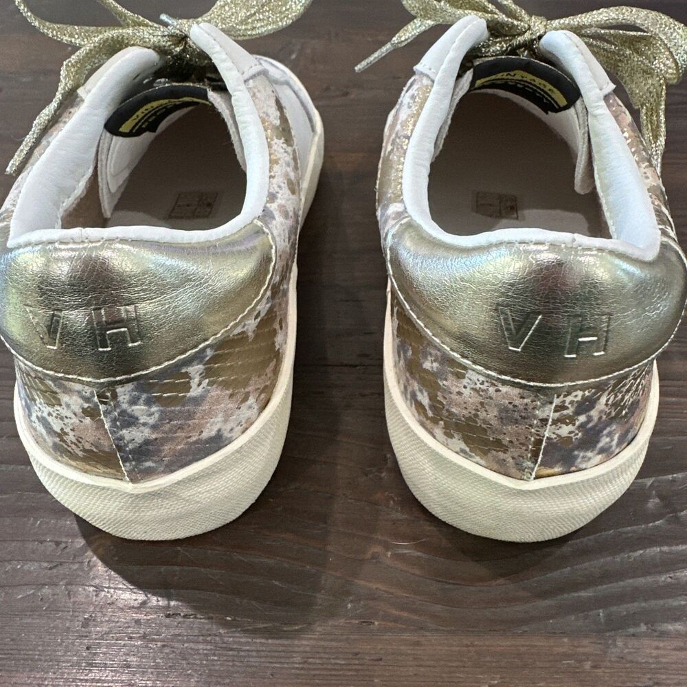 Vintage Havana Metallic Star Sneakers Women's 7 White Gold Snake Preowned - Picture 3 of 10